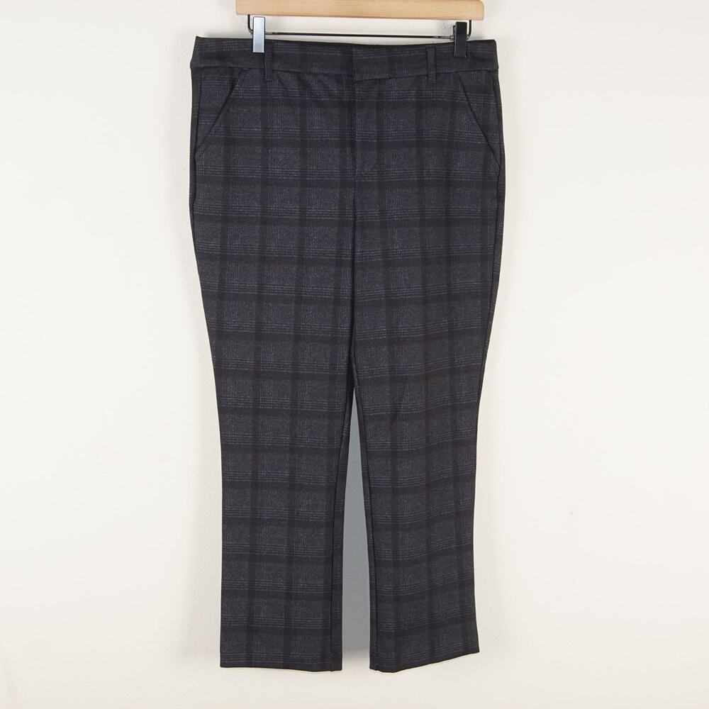 Wit & Wisdom 'Ab'Solution Plaid Mid Rise Crop Black Slim Leg Pants Womens Sz 10